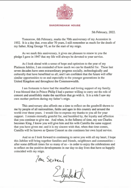 Queen s jubilee letter
